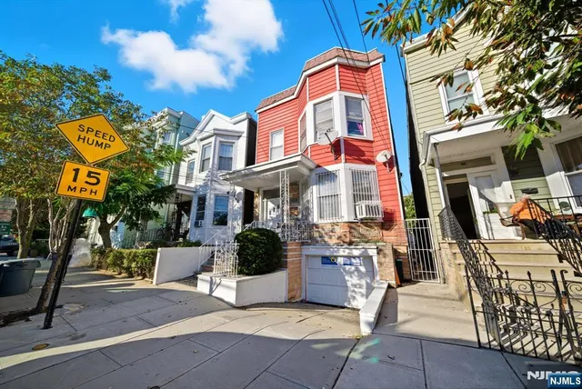 a view of a building with a bench