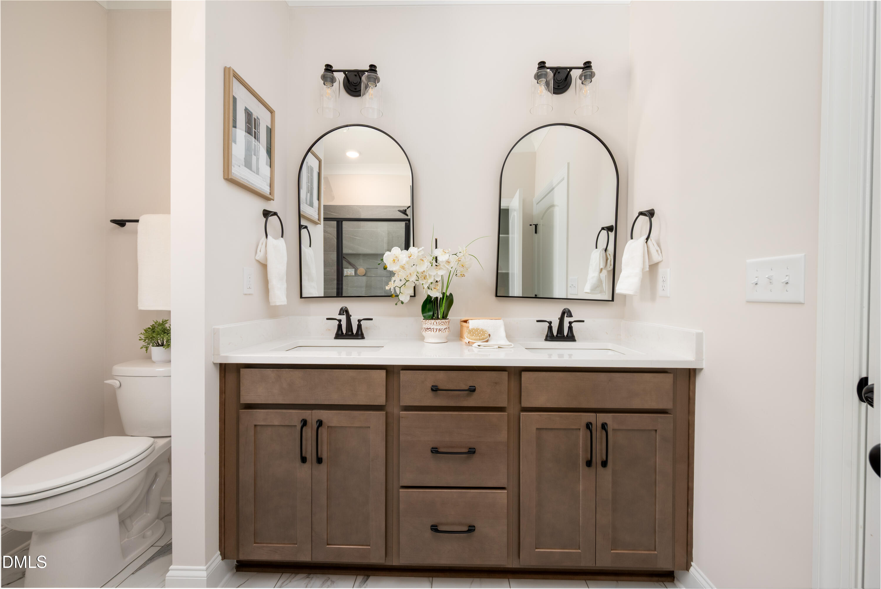 2275 Peachtree Hills Road Spring Hope, NC 27882 - Photo 26 of 43 a bathroom with a double vanity sink and a toilet