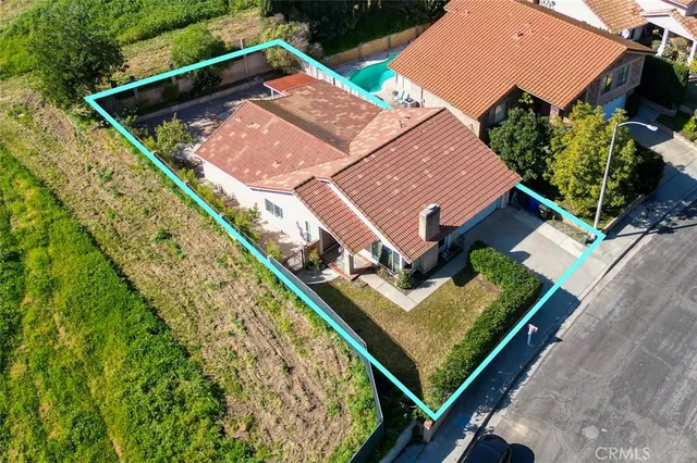 an aerial view of a house