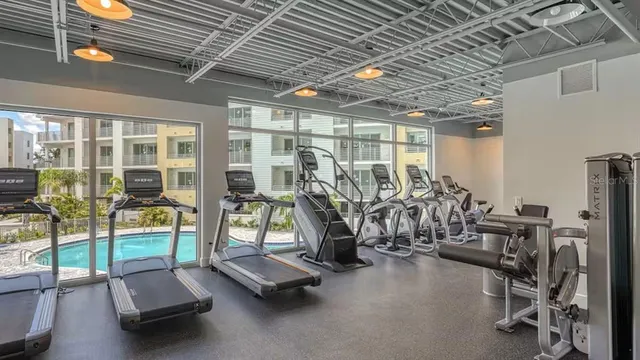 a view of a room with gym equipment