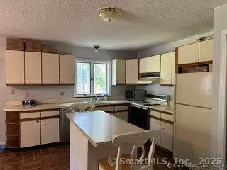 a kitchen with a sink a stove a refrigerator and cabinets
