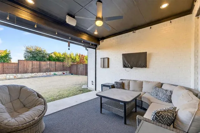 a living room with furniture
