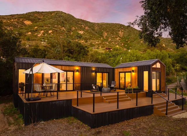 a view of a city with sunset view