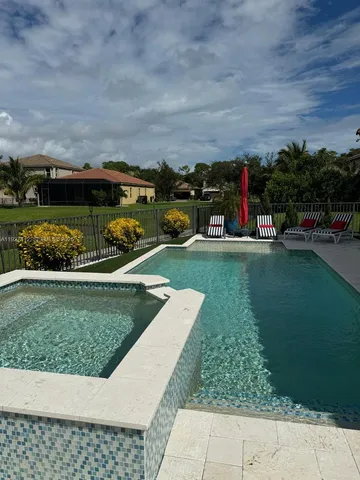a view of a garden with houses