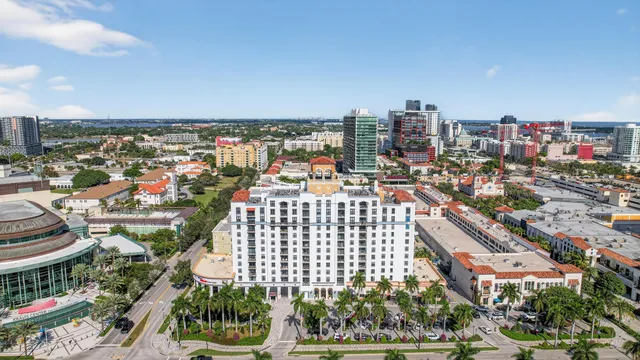 a city view with tall buildings