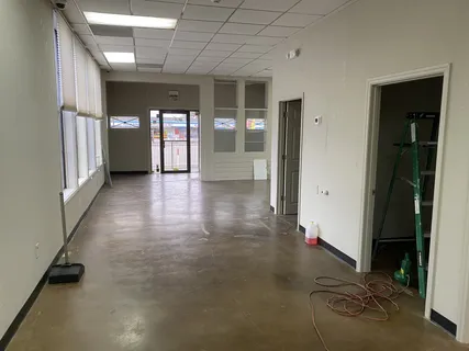 an empty room with windows