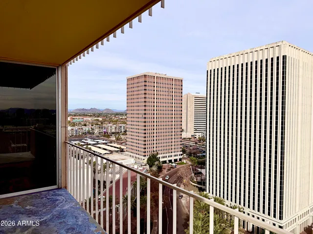 a view of balcony with city view
