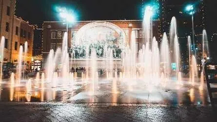 a view of a lobby with glass door and hall