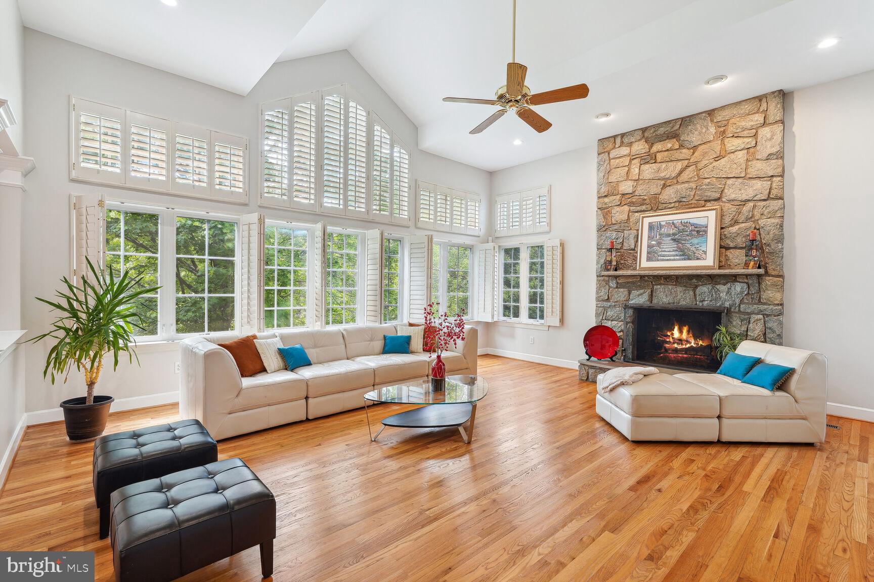 10408 Grey Fox Road Potomac, MD 20854 - Photo 20 of 47 Dramatic Two Story Ceiling & Stone Fireplace