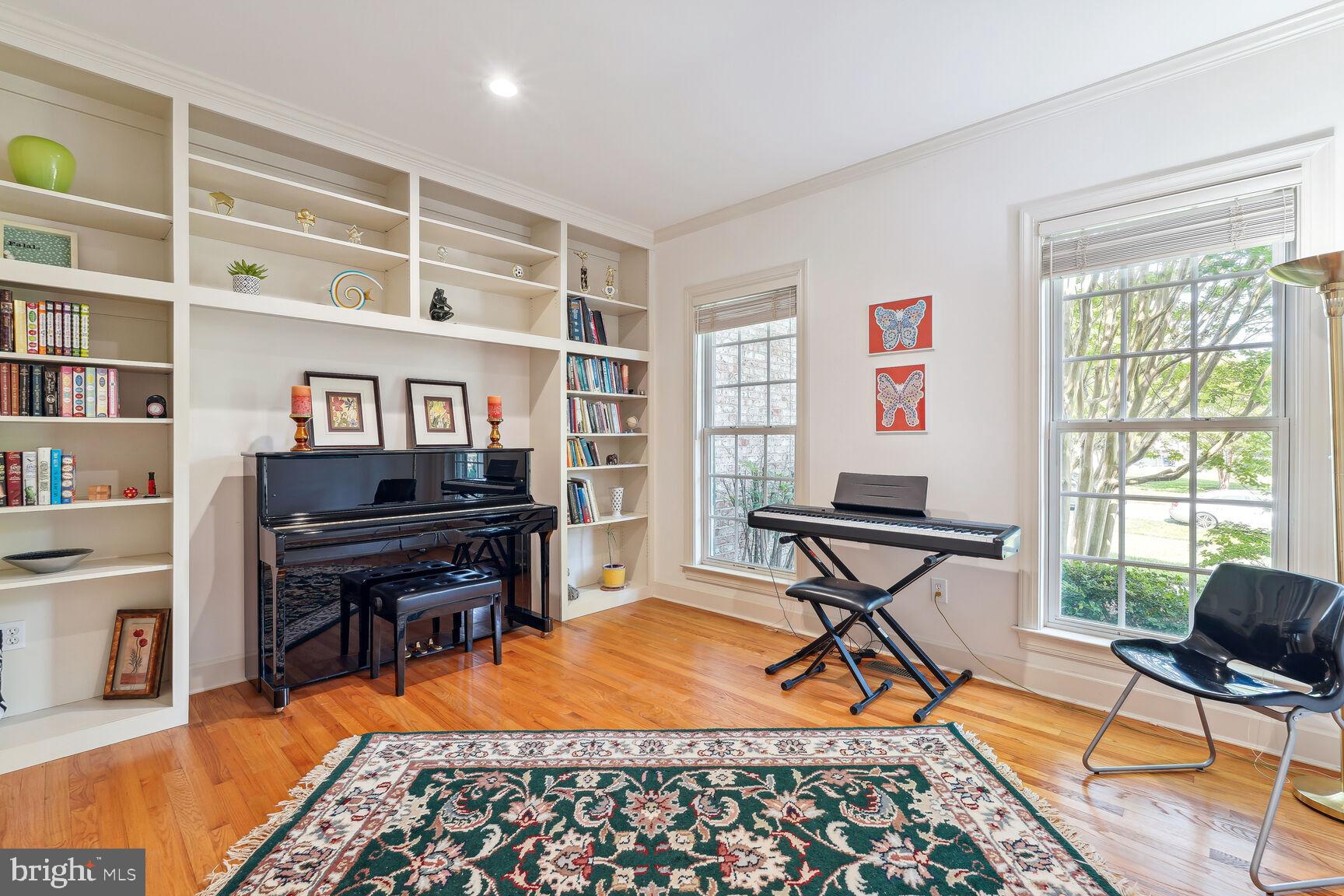 Office/Study with Custom Built-In Bookcases