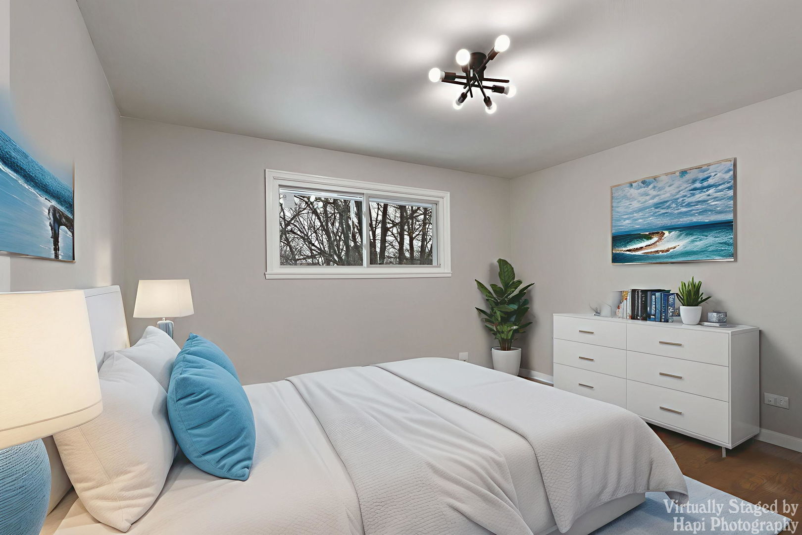 1835 West Weathersfield Way Schaumburg, IL 60193 - Photo 17 of 54 a bedroom with a bed and a chandelier