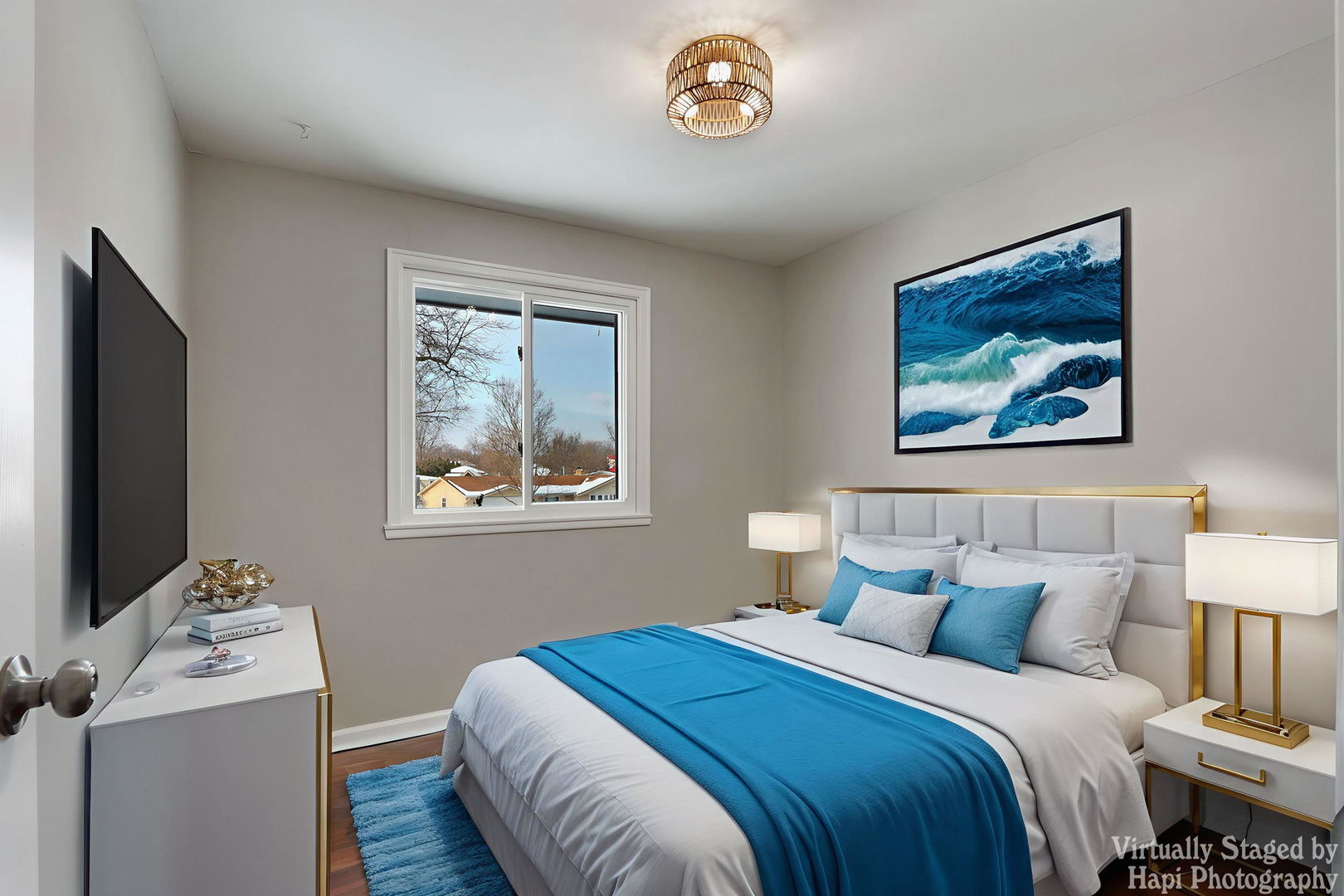 1835 West Weathersfield Way Schaumburg, IL 60193 - Photo 26 of 54 a bedroom with a bed and a flat screen tv