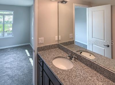 2100 Gopher Tortoise Terrace Oakland, FL 34787 - Photo 36 of 58 a bathroom with a granite countertop sink and a mirror
