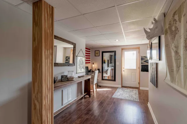 a view of a kitchen cabinets and wooden floor