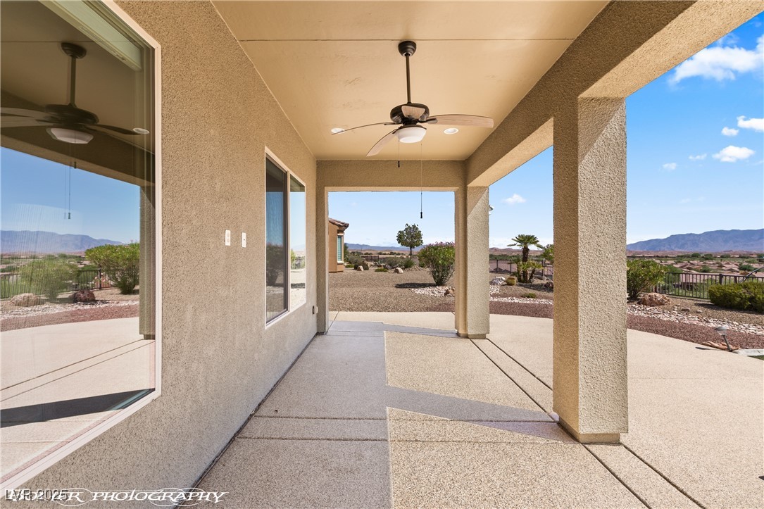 1348 Basin View Mesquite, NV 89034 - Photo 50 of 70 View of patio with a ceiling fan and a mountain view