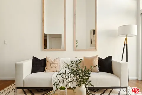 a hotel room with a couch