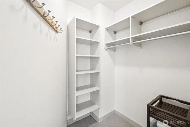 a view of an empty walk in closet