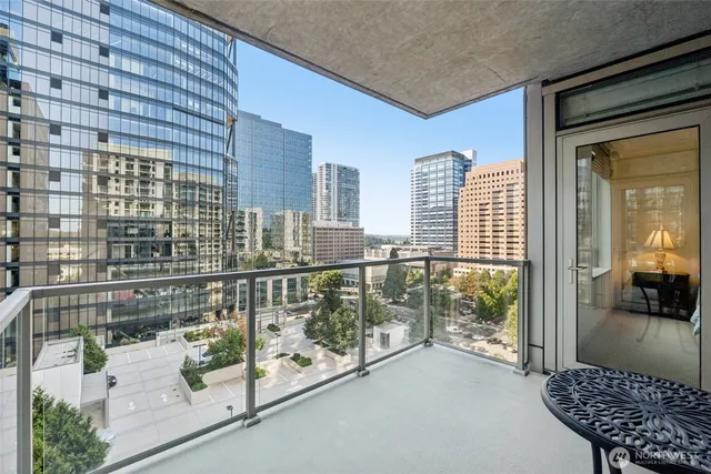 a balcony view with a couch