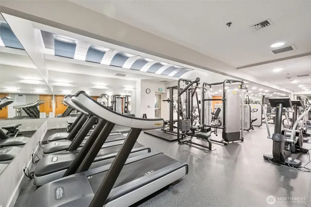 a view of a room with gym equipment