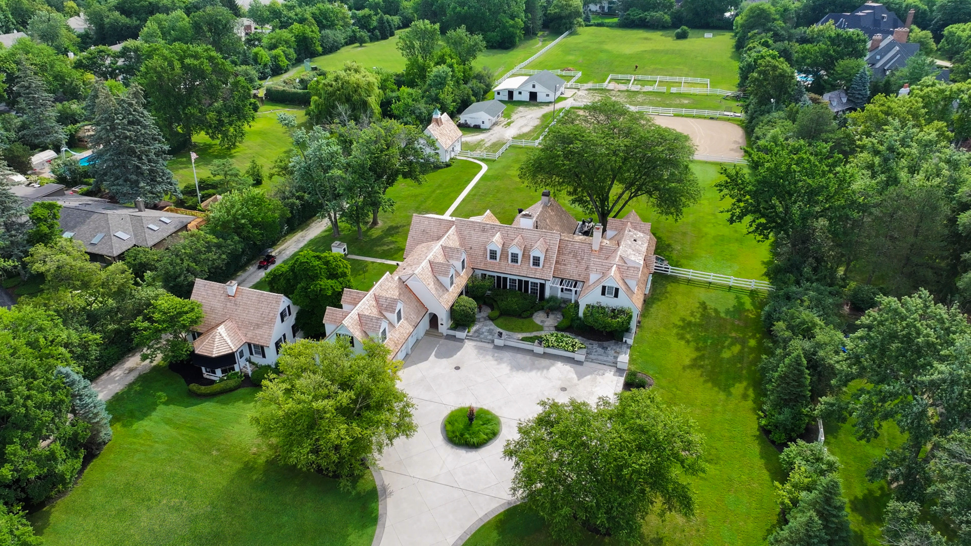 6191 South County Line Road Burr Ridge, IL 60527 - Photo 1 of 38 an aerial view of a house with a garden
