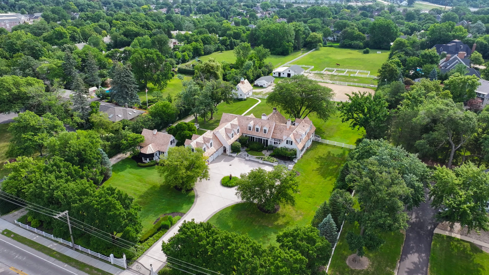 6191 South County Line Road Burr Ridge, IL 60527 - Photo 33 of 38 an aerial view of residential house with outdoor space and trees all around