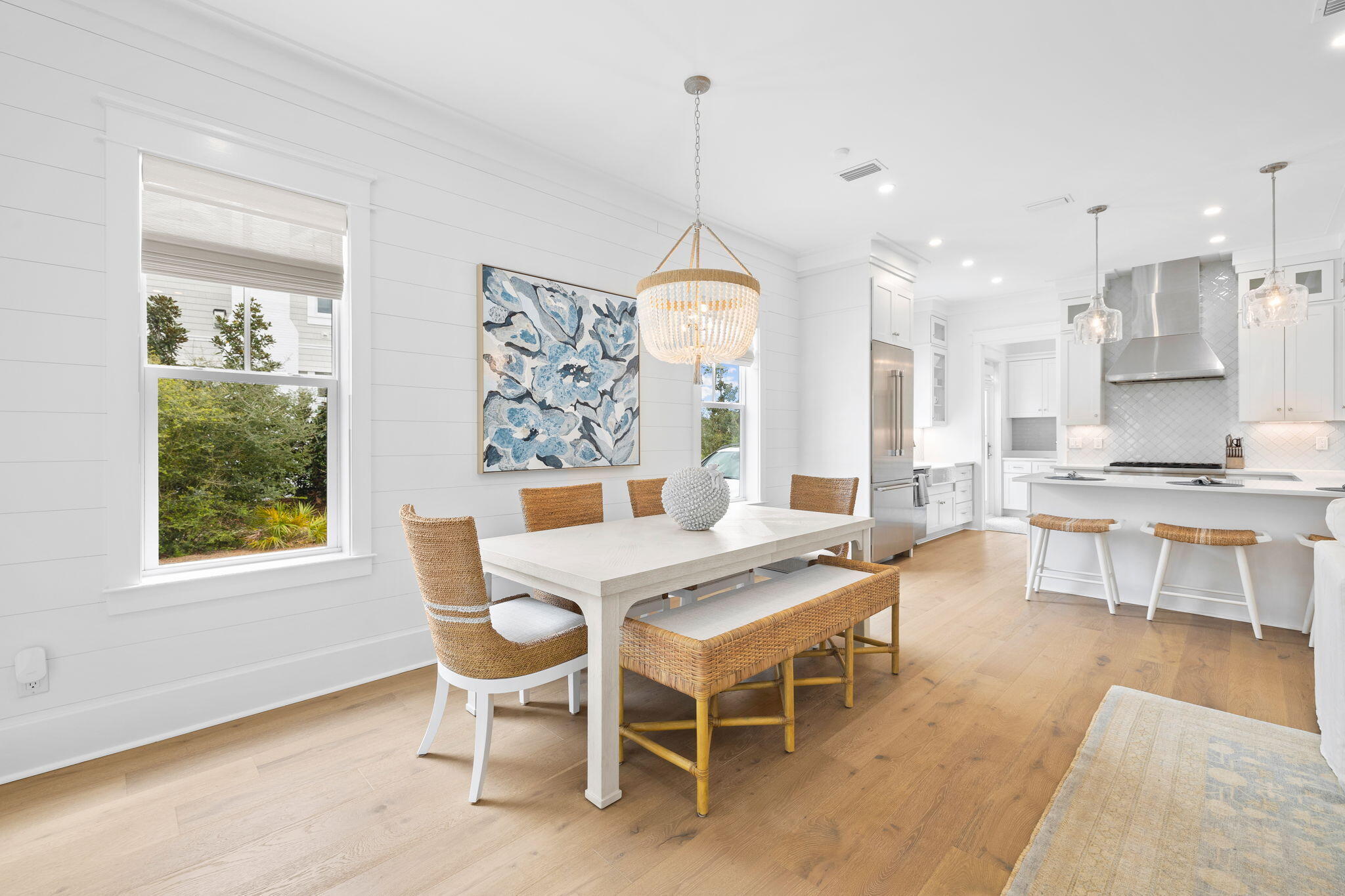 41 Seastone Ct Inlet Beach Inlet Beach, FL 32461 - Photo 15 of 52 a dining room with furniture a chandelier and wooden floor