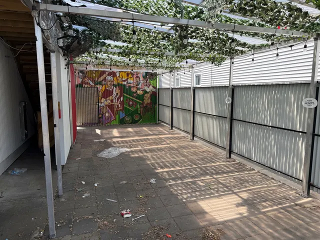 a view of a wooden door