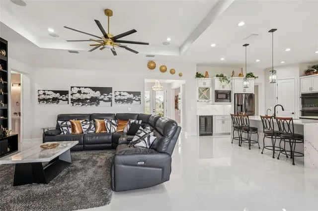 a bedroom with a bed and a lamp