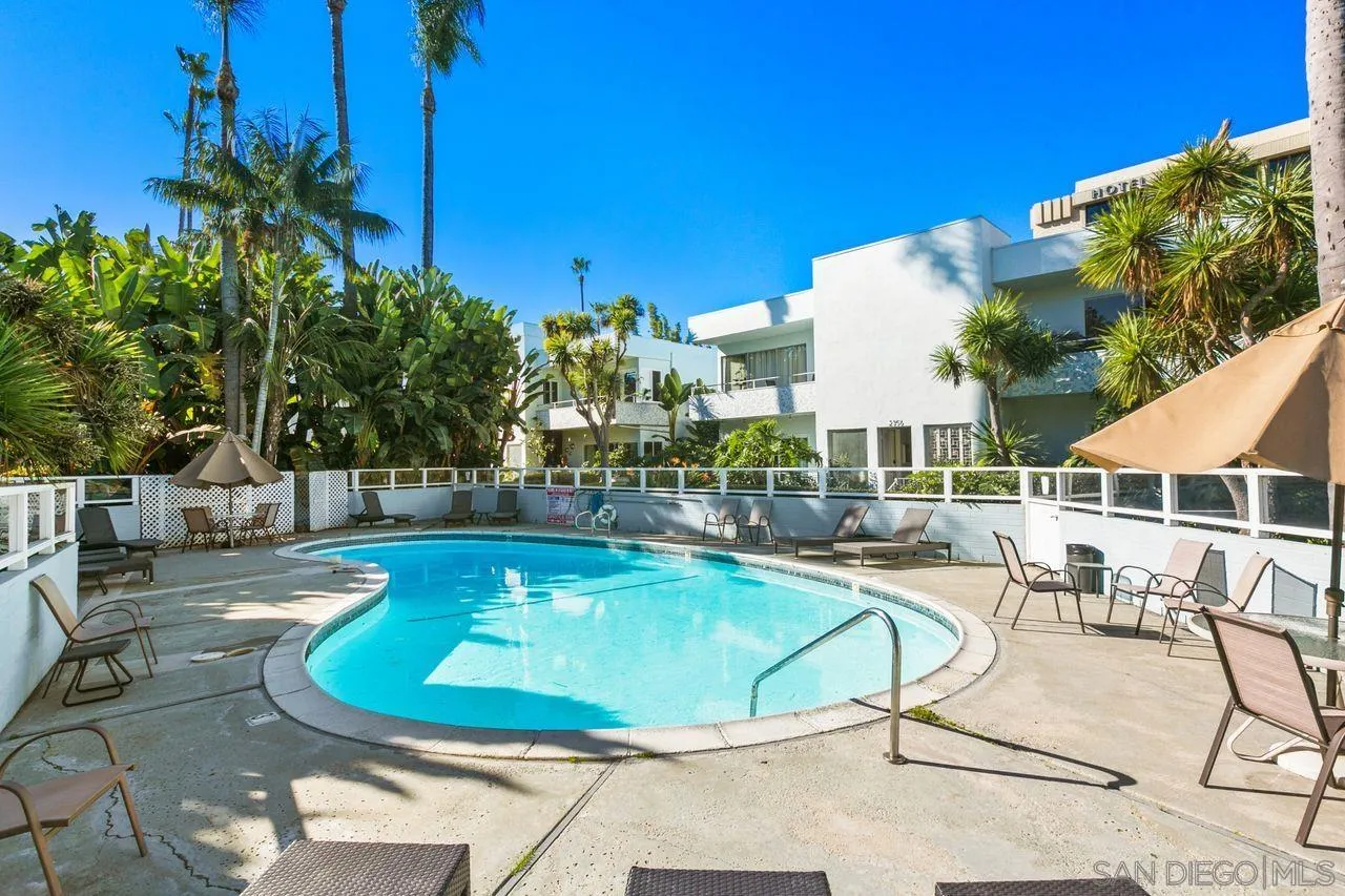 2362 Torrey Pines Road, Unit 33 La Jolla, CA 92037 - Photo 23 of 32 a view of a swimming pool with outdoor seating