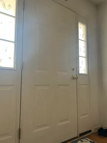 a bathroom with a window