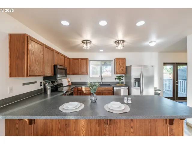 a view of a dining area with furniture