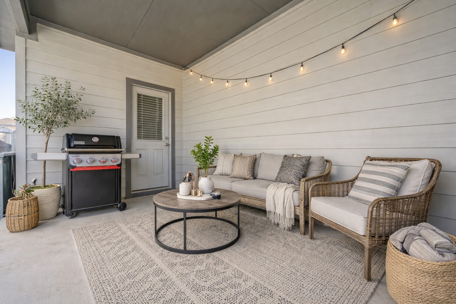 223 Rieber Road Kyle, TX 78640 - Photo 7 of 39 a living room with furniture a fireplace and a potted plant