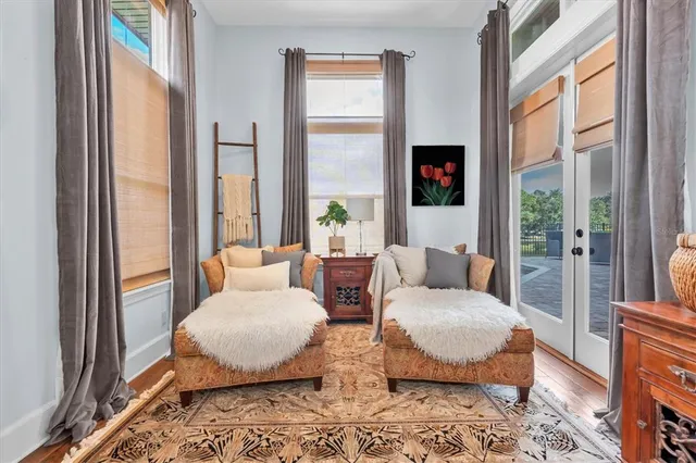 a balcony with trees