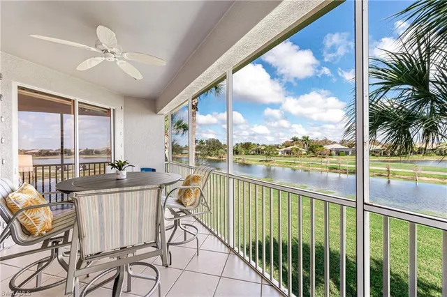 a view of a balcony with lake view