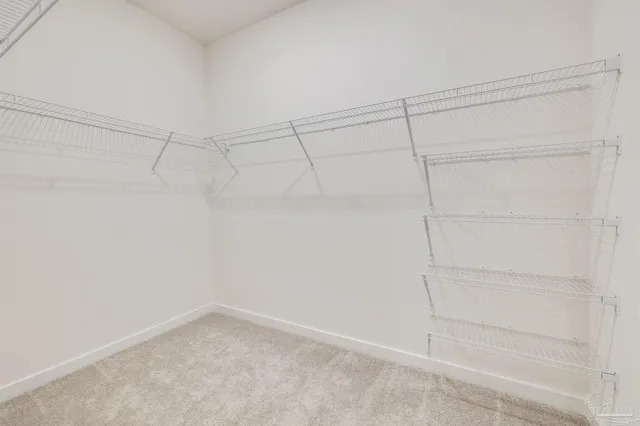 a view of a room with racks on the wall