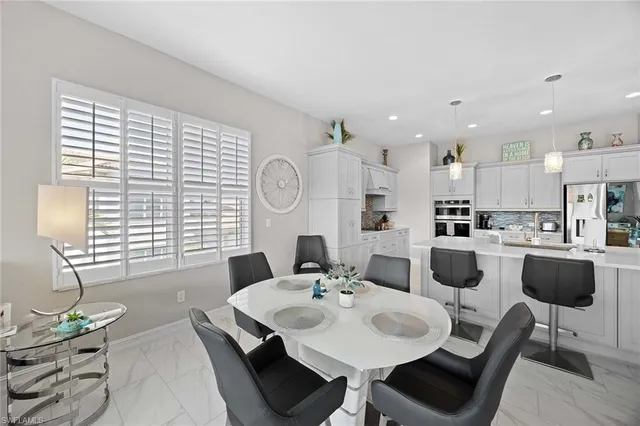 a view of kitchen with dining area