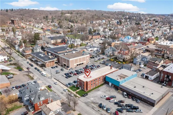 an aerial view of a city