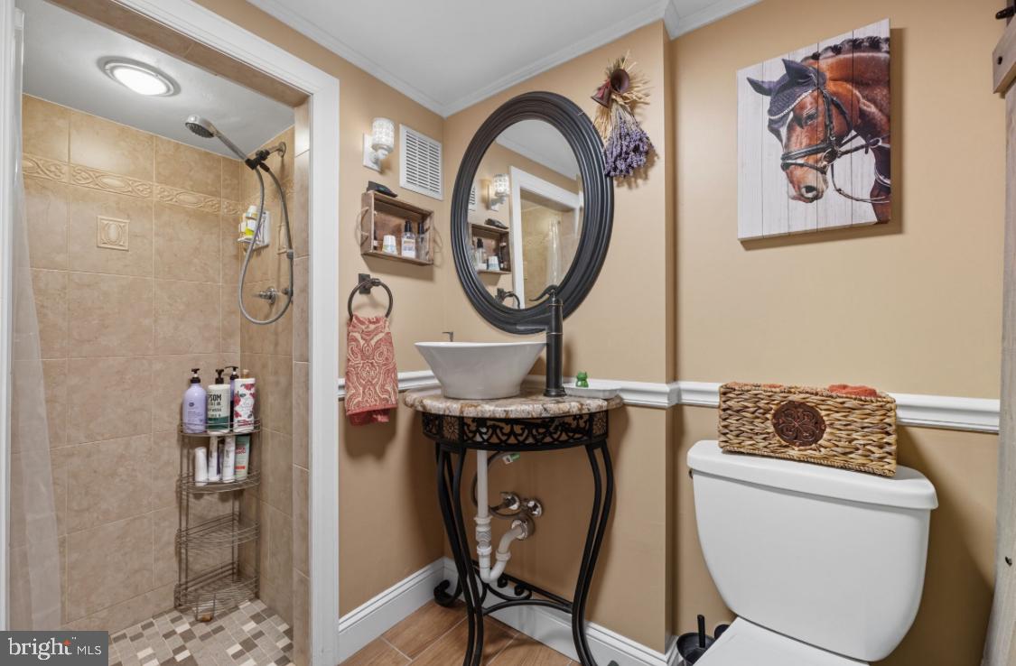 914 Thornton Road Upper Chichester, PA 19061 - Photo 16 of 29 a bathroom with a toilet a sink and a mirror