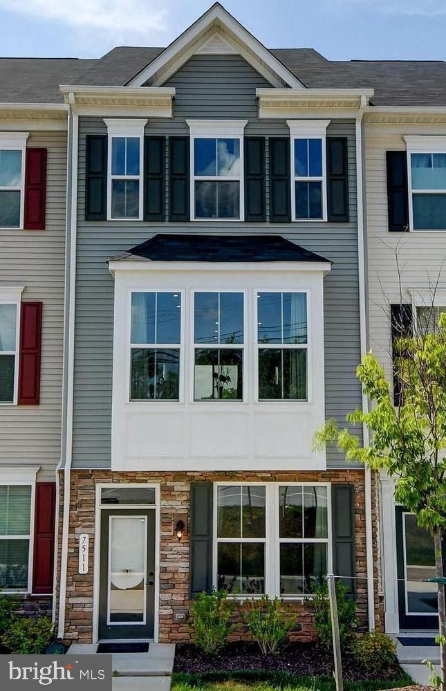 a view of a large building with a large windows
