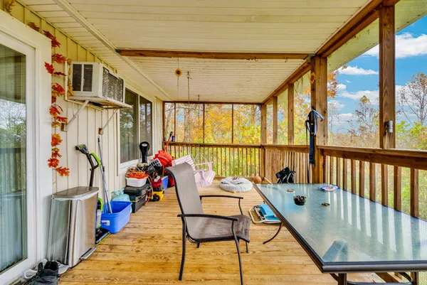 a balcony and wooden floor