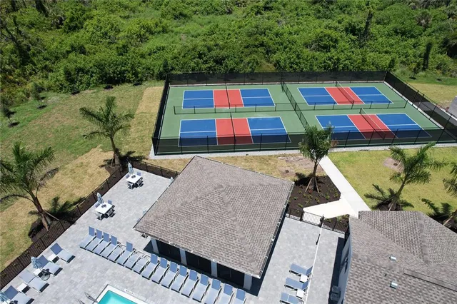 an aerial view of a house