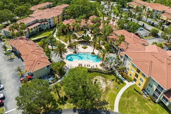 an aerial view of a house
