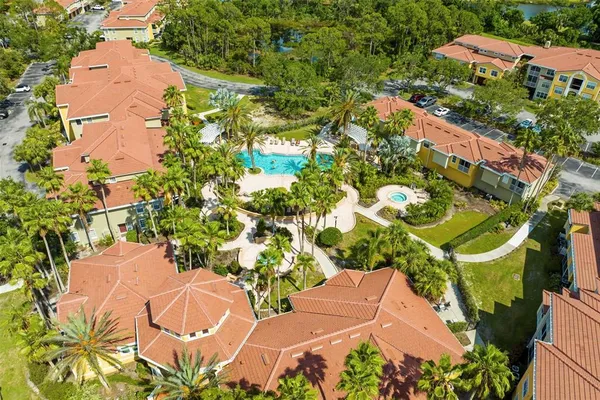 an aerial view of a house