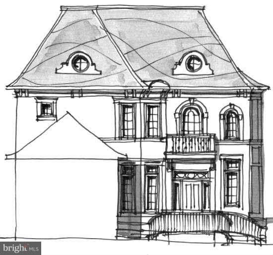 a view of a house with a door and a clock