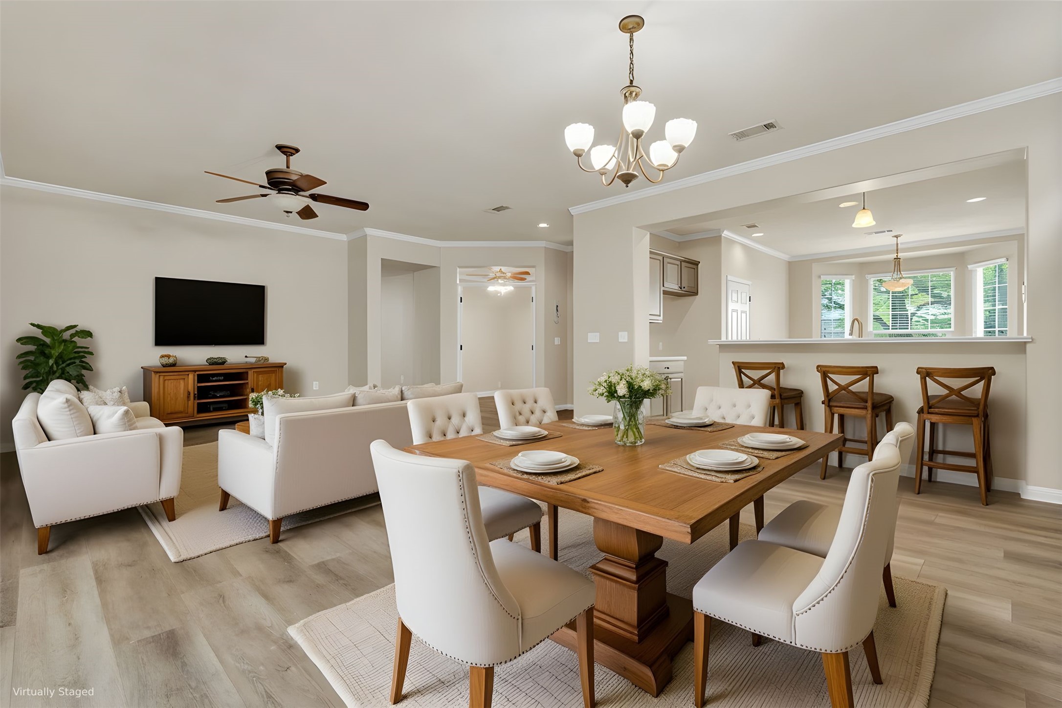 409 Rio Grande Loop Georgetown, TX 78633 - Photo 2 of 34 Virtually Staged Living Room with open concept for dining area. Great for conversations and entertaining!