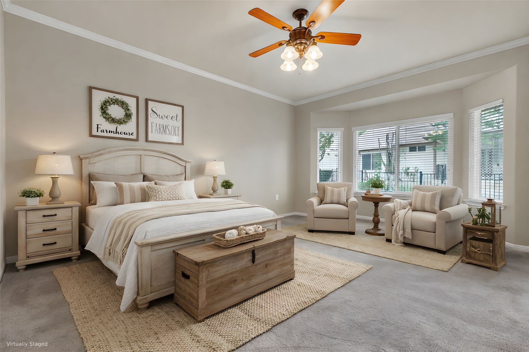 409 Rio Grande Loop Georgetown, TX 78633 - Photo 6 of 34 Virtually Staged Primary bedroom featuring with bay windows.
