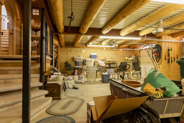 a room with lots of wooden furniture