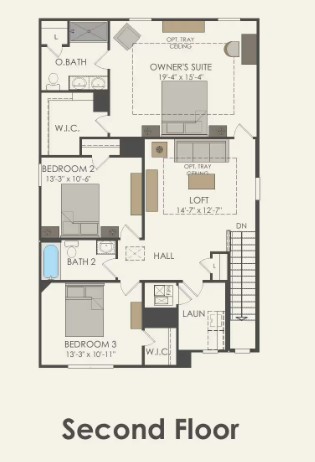 173 Queen Topsail Way Kyle, TX 78640 - Photo 3 of 10 Pulte Homes, Monroe/LS201 floor plan second level