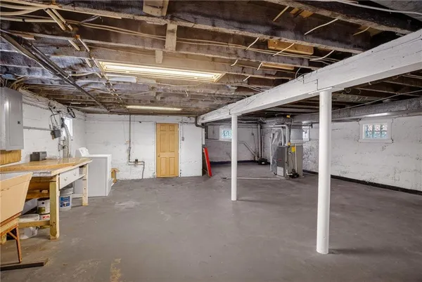 a view of a room with wooden roof