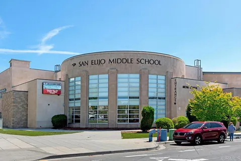 a view of a building and car parked